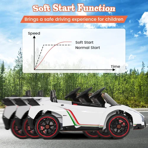 Miniatura 5 de Costzon - Automóvil de paseo con licencia Lamborghini de 12 V, 4 ruedas motrices, deportivo con control remoto, 3 velocidades, puertas hidráulicas
