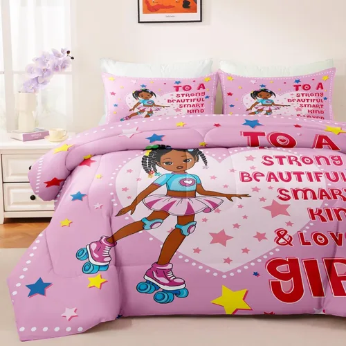 Miniatura 2 de Juego de edredón negro de bailarina tamaño individual para niñas y niños, juego de edredón mágico para adolescentes y niños, juegos de ropa de cama