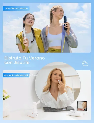 Miniatura 6 de JISULIFE Mini ventilador de mano, ventilador de mano 3 en 1, ventilador de bolsillo pequeño recargable por USB, ventilador de batería