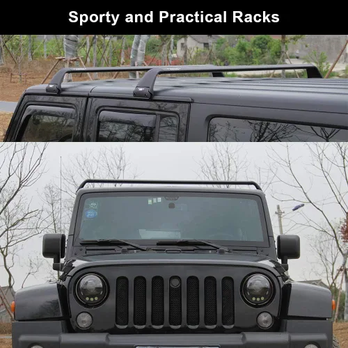 Miniatura 6 de Portaequipajes Negro para Techo Compatible con 2007-2026 Jeep Wrangler JK JL Gladiator JT Barras Transversales 2 y 4 Puertas