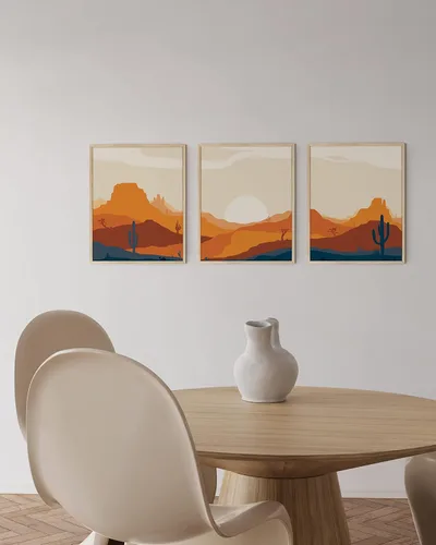 Miniatura 136 de HAUS AND HUES Marco de arte occidental, juego de 3 impresiones artísticas del suroeste del desierto de Arizona, decoración bohemia moderna, arte