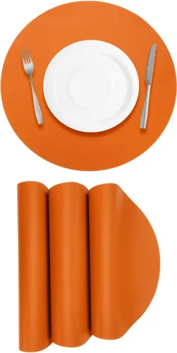 Miniatura 7 de UXCELL 4 manteles individuales de piel sintética para mesa de comedor, manteles redondos de piel sintética, resistentes al calor, impermeables, a