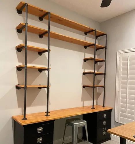 Miniatura 2 de Estante de tubo de hierro retro industrial para montaje en pared, estantería abierta de bricolaje, soporte colgado, estantes de cocina para mejoras