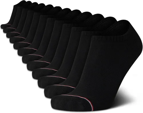 Tommy Hilfiger Calcetines de corte bajo para hombre, paquete de 12 calcetines deportivos para correr que absorben la humedad para hombre (tallas