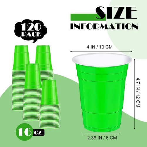 Miniatura 2 de 120 vasos de plástico verdes para el día de San Patricio, vasos de plástico verdes para fiesta, vasos de plástico de Navidad de 16 onzas para beber