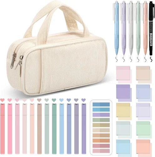Miniatura 11 de Jutom Kit de Anotar Libros Estético de 39 Piezas con Estuche de Lápices, Marcador, Estuche Transparente, Notas Adhesivas, Gel, Bolígrafo, Rosa