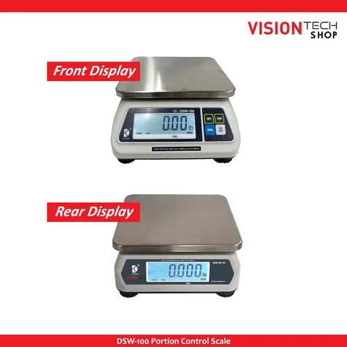 Miniatura 5 de VisionTechShop DSW-100 Báscula de porciones para alimentos con pantalla LCD dual, bandeja de acero inoxidable, capacidad de 15 libras, legibilidad