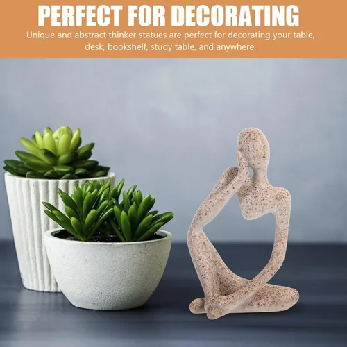 Miniatura 4 de Estatuilla de pensador de resina, escultura abstracta, estatua decorativa para el hogar, oficina, estantería y escritorio, arte estético único