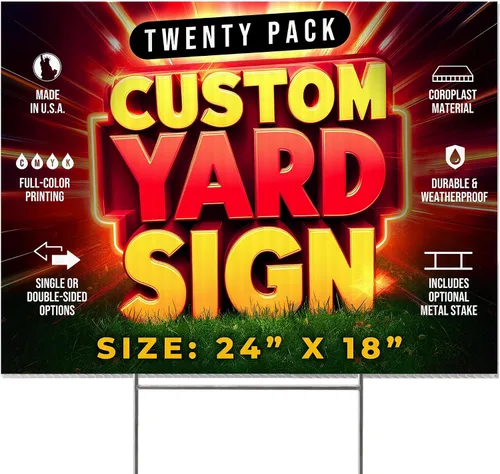 Miniatura 11 de Paquete de 10 letreros personalizados de 24"x18" para patio con estacas, letreros personalizados para exteriores, letreros corrugados de impresión a