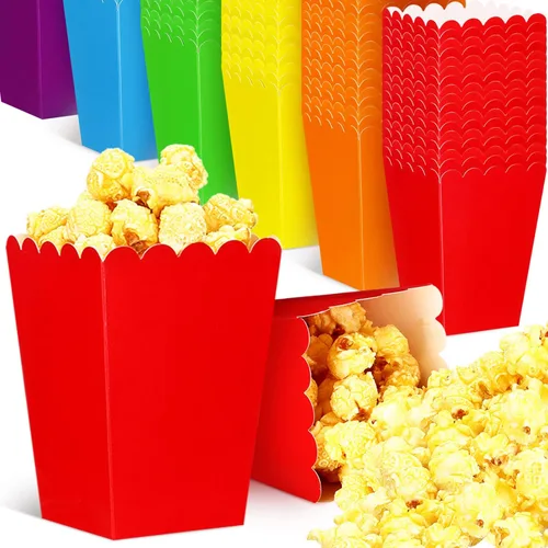 Sherr 60 unidades de mini cajas de palomitas de maíz a granel surtidos coloridos cubos de palomitas de maíz contenedores para suministros de fiesta,