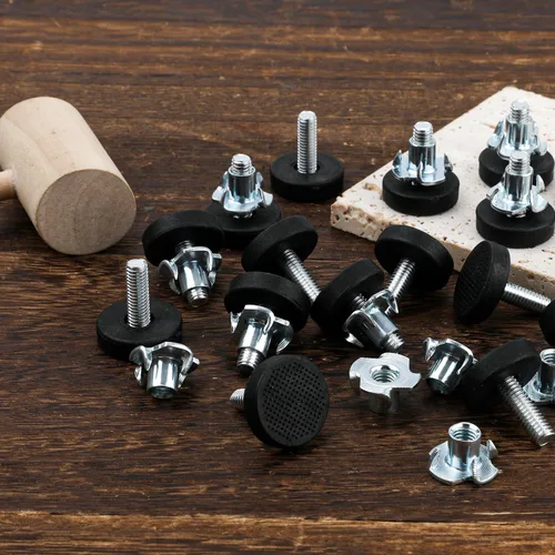 Miniatura 4 de AIEX 24 niveladores de muebles, patas niveladoras ajustables con tuercas en T atornilladas antideslizantes para patas de muebles para mesa, silla