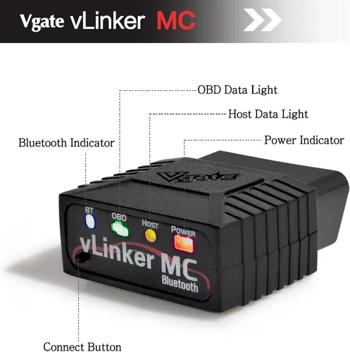 Miniatura 2 de Vgate vLinker MC Bluetooth 3.0 OBD2 lector de código (Android, Windows) y divisor OBD2 de 16 pines de 12 pulgadas