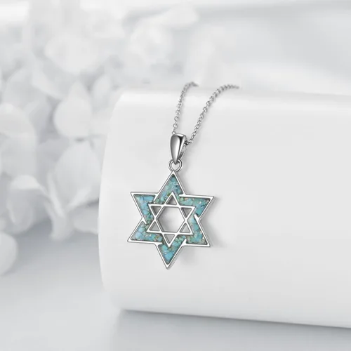 Miniatura 6 de CRMAD Collar de plata de ley con cruz de David, símbolo de paz, urnas, árbol de la vida, concha de abulón, joyería judía para mujeres y hombres