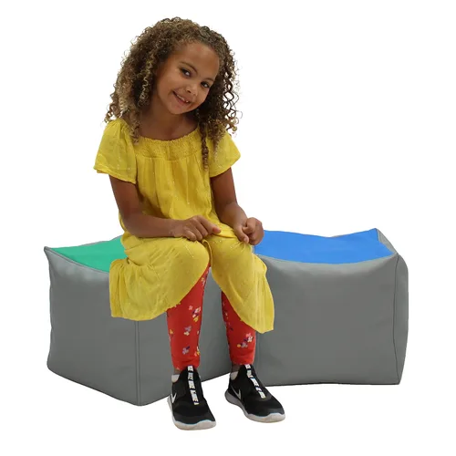 Miniatura 4 de FDP SoftScape Pufs cuadrados de 14 pulgadas para niños, otomano decorativo multiusos, asiento o reposapiés, ideal para espacios pequeños, sala
