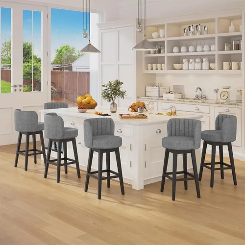 Miniatura 14 de COCO DESIGN - Juego de 2 taburetes de bar giratorios, 24" de altura del asiento, taburetes de bar de estilo moderno de mediados de siglo