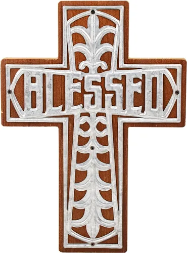 Miniatura 9 de OKSQW Cruz de pared de madera cristiana espiritual Cruz religiosa Regalos con gancho para colgar en la pared o mesa con bendita para la iglesia