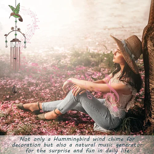 Miniatura 6 de Campanillas de viento de mariposa – Campanillas de viento para exterior de tono profundo de 34 pulgadas, 5 tubos de aluminio, regalos de mariposa