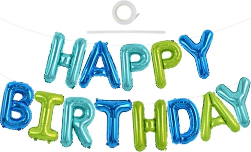 Miniatura 43 de TONIFUL Pancarta de Globos Negros de Feliz Cumpleaños de 16 Pulgadas con Letras de Papel de Aluminio Mylar, Cartel Banderín Reutilizable