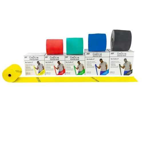 Miniatura 31 de Banda para hacer ejercicio CanDo, de bajo polvo, 4 pies de longitud, Luz roja, 1 2-Luz roja