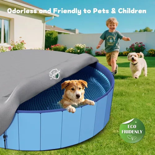 Miniatura 7 de SAFANA Cubierta de piscina para perros de 48 pulgadas [grosor 420D mejorado] Cubierta redonda plegable de 48 pulgadas para piscina para perros