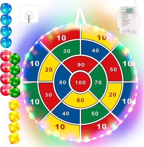 Juego de Diana de Dardos para Niños - 29 pulgadas, Juegos de Mesa con 16 Pelotas Adhesivas, Juguetes de Verano para Interiores y Exteriores para