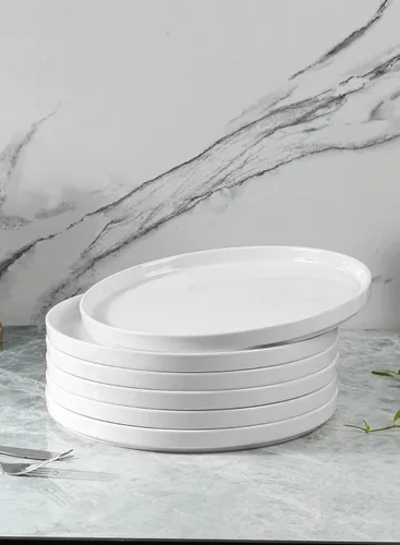 Miniatura 6 de Onniyor Juego de platos llanos de porcelana, platos redondos para ensalada de postre, platos para servir de 10 pulgadas, platos planos resistentes a