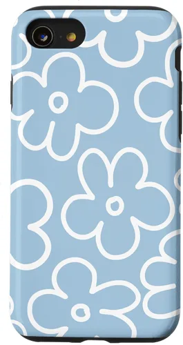 Miniatura 17 de Funda floral para iPhone 14 Cute Sky Blue and White Flower Pattern Wildflower