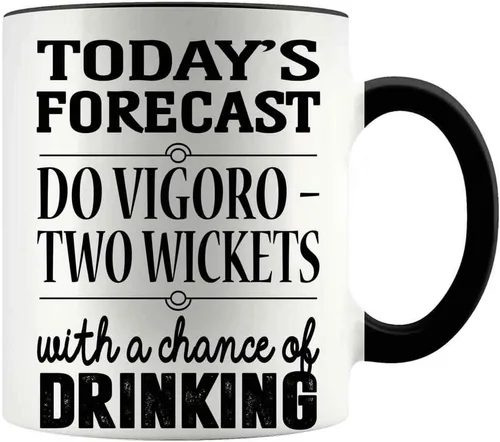 Divertido regalo para quién lo hace Vigoro – Taza de acento de dos wickets de 11 oz – Today's Forecast Do Vigoro – dos portillos con una oportunidad