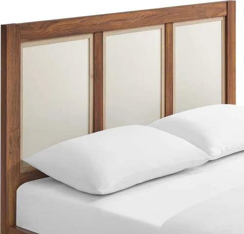 Miniatura 7 de Modway Capri Mid-Century - Cama de tamaño Queen moderna en nogal con cabecero y estribo