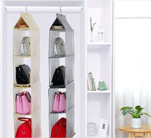Miniatura 5 de Bolsa desmontable de 4 compartimentos para colgar bolsos, bolsa transparente para almacenamiento, armario, sistema de organización de ahorro