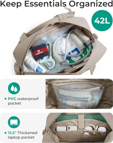 Miniatura 4 de BAGSMART - Bolsa de tenis y gimnasio para mujeres, con compartimento para 2 raquetas, compartimento para zapatos y bolsillo para cosas húmedas