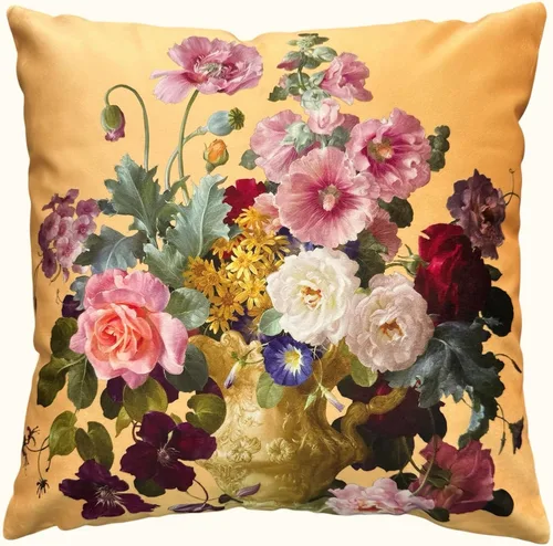 Miniatura 59 de Funda de cojín floral ligera de lujo, 18 x 18 pulgadas, pintura al óleo retro victoriana de doble cara, fondo negro, flor vibrante, funda de cojín
