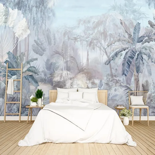 Miniatura 31 de Papel tapiz floral de peonía negra para dormitorio, flores botánicas moradas, hojas murales para sala de estar, fondo de TV, mural grande