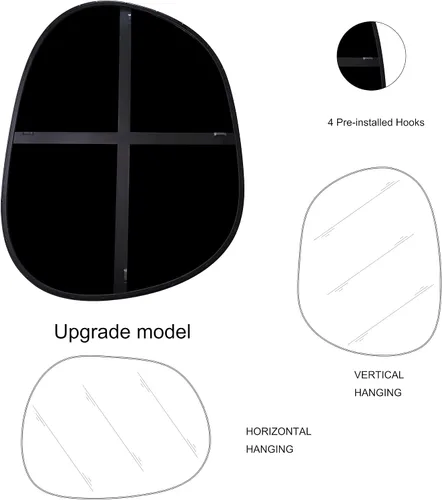 Miniatura 2 de ELEHUME Espejo de pared asimétrico para decoración de 17.5 x 22.5 pulgadas, moderno espejo de pared con marco negro para sala de estar, baño, Negro
