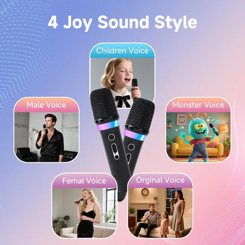 Miniatura 4 de Micrófono de karaoke para automóvil, micrófono dinámico recargable de mano dual con receptor auxiliar de entrada y salida de 0.138 in, micrófono