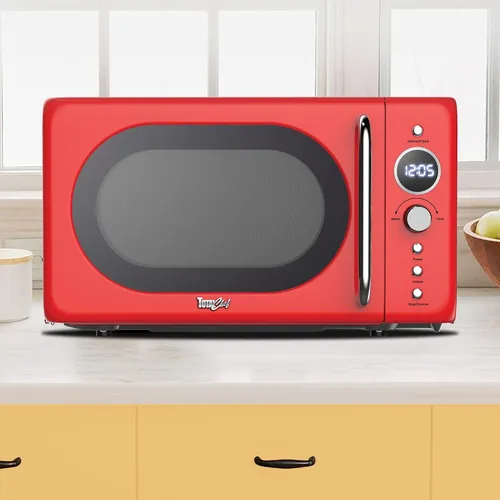 Miniatura 2 de Total Chef Horno microondas retro 20L / 0.7 pies cúbicos Inicio rápido y descongelación por peso/tiempo 8 modos de cocción preestablecidos
