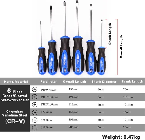 Miniatura 3 de Navegando Juego de destornilladores magnéticos de 6 piezas con acero Cr-V, mango antideslizante para reparación del hogar, electrónica, carpintería