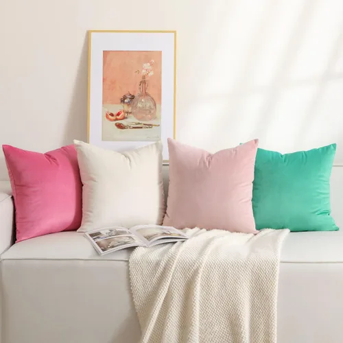 Miniatura 17 de Lewondr - Fundas de almohada de pana, juego de 4 fundas cuadradas de 22x22 pulgadas, con diseños a rayas modernas, para sofá, sala de estar, Marrón