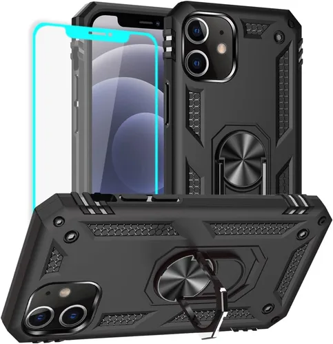 Miniatura 21 de Yiakeng Funda para iPhone 12 Mini: Funda para iPhone 12 Mini con protector de pantalla HD, fundas protectoras de grado militar con anillo para Verde