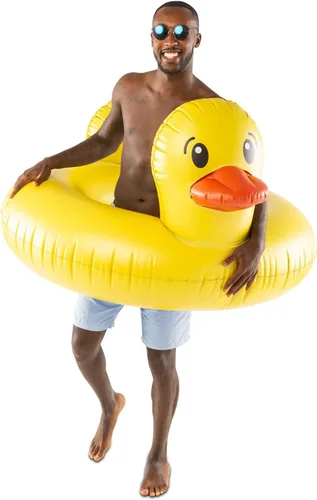 BigMouth Inc. Flotador gigante de pato para piscina, más de 4 pies de ancho, tubo flotante inflable, anillo de natación, juguete acuático para