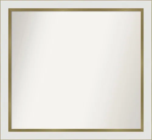 Miniatura 87 de Amanti Art Espejo de baño blanco para sobre el fregadero, 30 x 35 pulgadas, espejo de tocador rectangular estrecho de Eva de oro blanco, marco