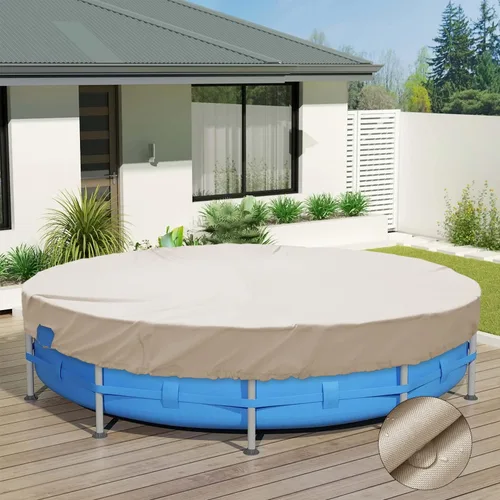 Miniatura 10 de ECOOPTS Cubierta redonda impermeable de poliéster para piscinas sobre el suelo, protector de cubierta de piscina de invierno (6 pies, turquesa)