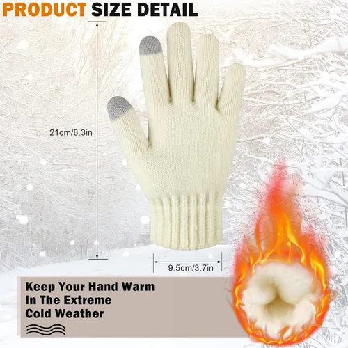 Miniatura 3 de ONESING 2 pares de guantes de invierno para hombre, guantes cálidos para hombre, guantes de punto para pantalla táctil, para clima frío
