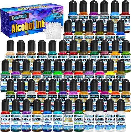 Juego de tinta de alcohol, 60 botellas de tinta concentrada a base de alcohol para arte de resina epoxi, fabricación de vasos, pintura fluida sobre