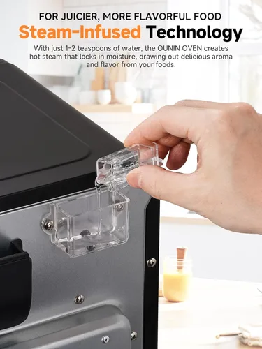 Miniatura 3 de OUNIN Horno tostador y freidora de aire con infusión de vapor, 12L compacto, apto para encimera, precalentamiento rápido con opciones de hornear