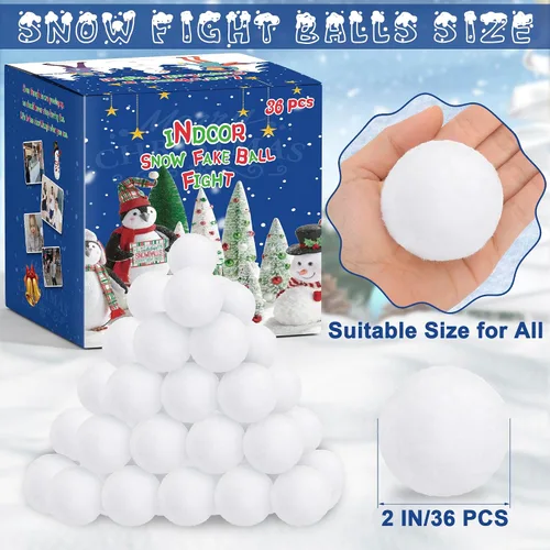 Miniatura 2 de 36 bolas de nieve para niños en interiores, juego de peleas de bolas de nieve de felpa para interiores, bolas de nieve falsas suaves, bolas de nieve
