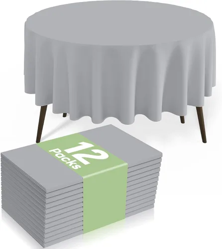 Miniatura 41 de misaya Paquete de 4 manteles desechables de plástico, mantel redondo impermeable de 84 pulgadas, a prueba de fugas y resistentes manteles Azul