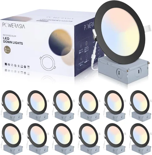 Miniatura 10 de 2 Pack de iluminación LED empotrable inteligente negra de 4 pulgadas, luces LED empotrables ultradelgadas de 4 pulgadas de 9 W, 850 lúmenes