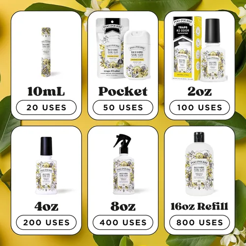 Miniatura 8 de Poo-Pourri Before-You-Go - Aerosol para inodoro, artículos esenciales de viaje, 0.34 onzas líquidas, paquete de 5 unidades en una variedad