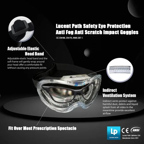 Miniatura 4 de Gafas de seguridad antivaho, antiarañazos, certificado CE ANSI, transparente, resistente a los impactos, protección ocular